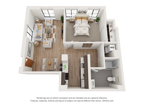 The Mill at First Hill Apartments in Seattle, Washington 1x1 Live Work A Floor Plan